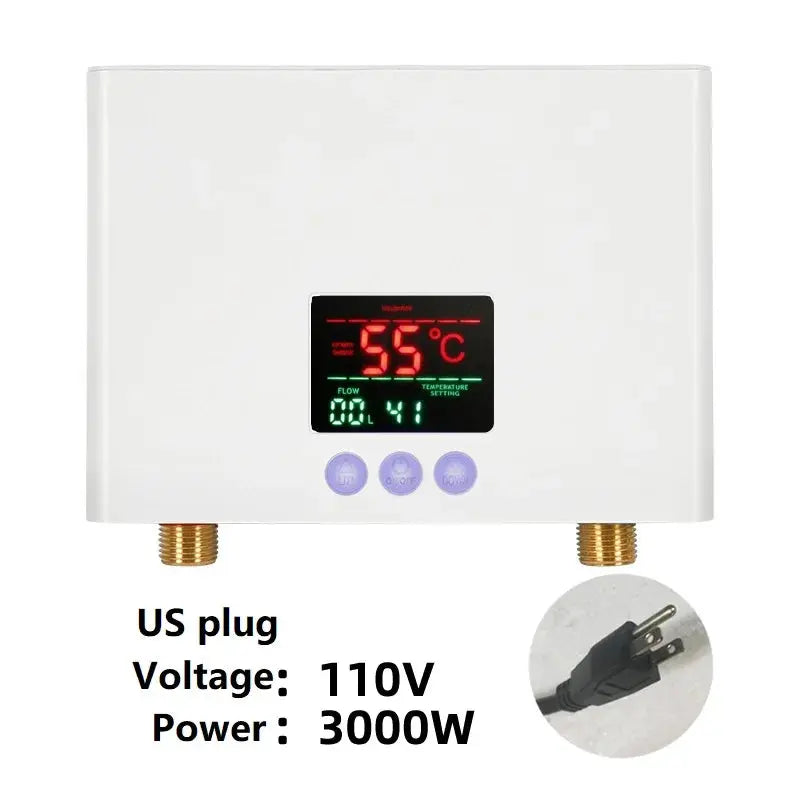 110V/220V Instant Water Heater 3000W/5500W Wall-Mounted Electric Heaters for Bathroom Hot Water Shower and Home Kitchen Heating - ALPENZO