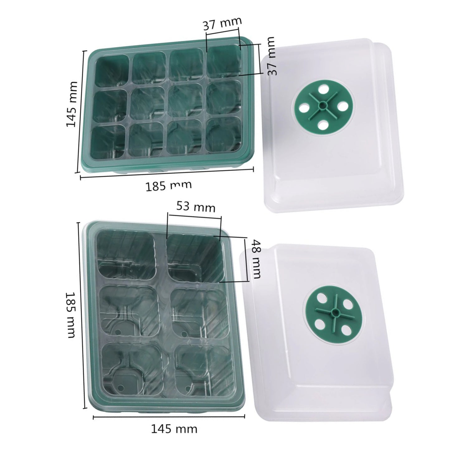 Seed Starter Tray Box With LED Grow Light Nursery Pot Seedling Germination Planter Adjustable Ventilation Humidity 6/12/13 Cell - ALPENZO