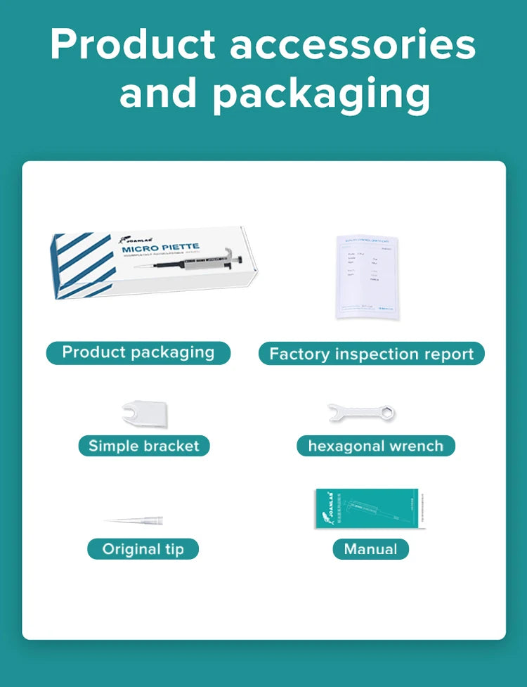 JOANLAB Micropipette Laboratory Automatic Pipette Digital Adjustable Plastic Pipette Chemistry Lab Equipment With Pipette Tips ALPENZO