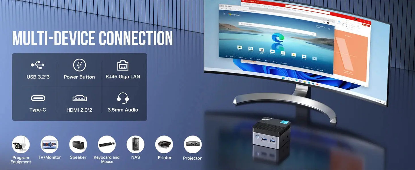 GMKtec KB5 Mini PC Intel Celeron N5105 Windows 11 Pro 4K Mini PC DDR4 8GB RAM 128GB ROM WiFi5 BT4.2 Desktop Computer Work - ALPENZO