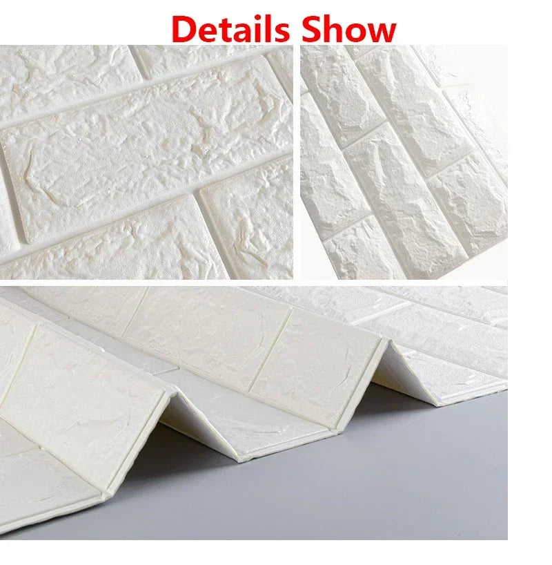 10pcs Self Adhesive Decor 3D Foam Wall Stickers Pane Room Waterproof peel and stick Brick Wallpaper for Interior Decoration - ALPENZO