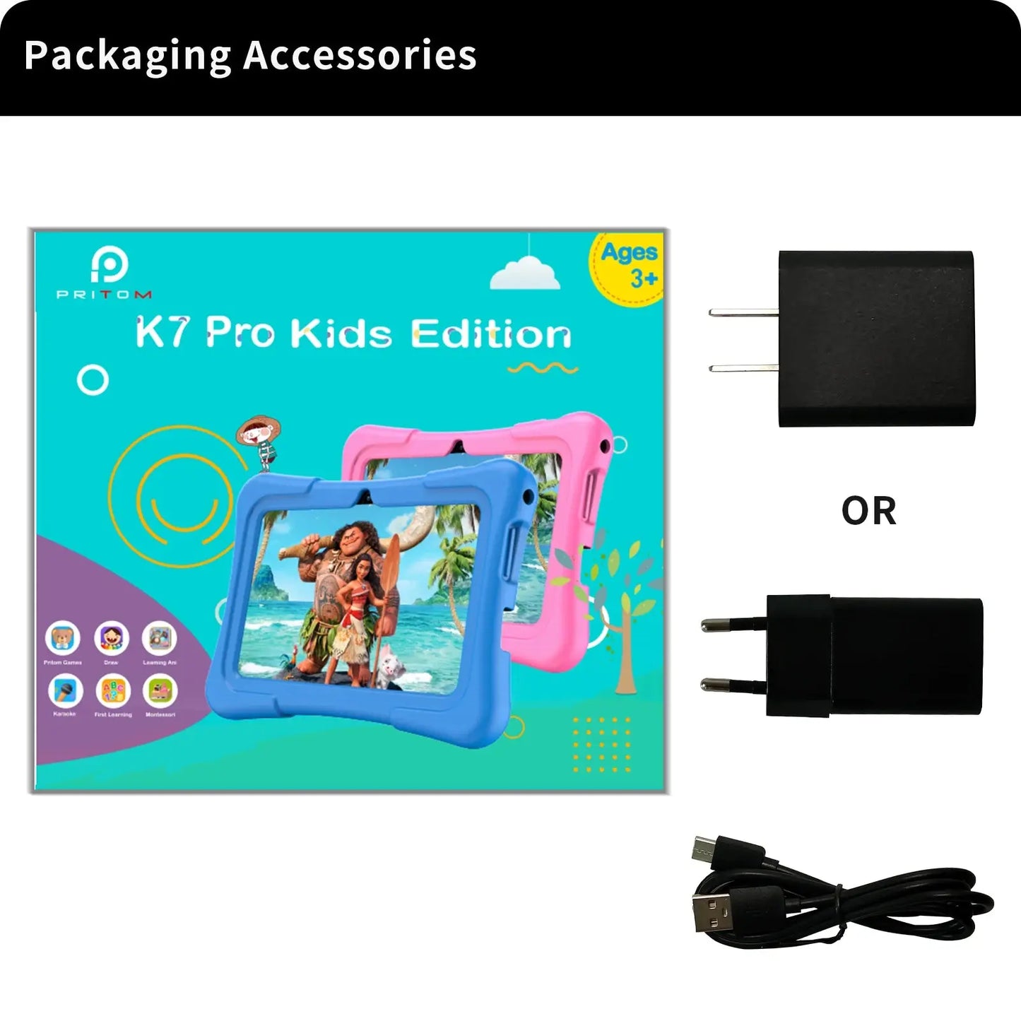 PRITOM Tablet for Kids 7 Inch Android 11 32 GB WiFi Bluetooth Dual Camera Educational Software Installed with Proof Case - ALPENZO