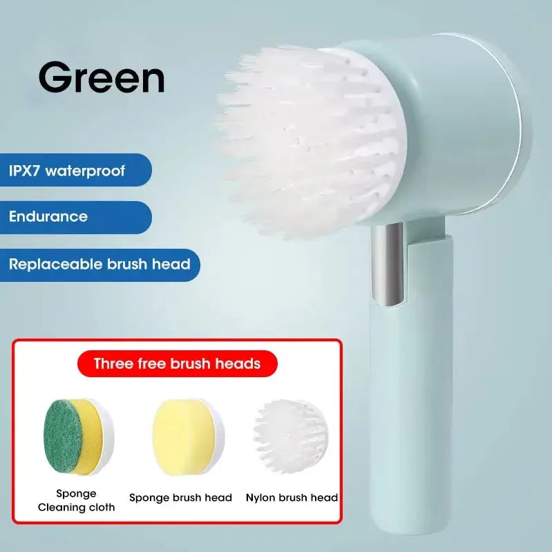 New Electric Spin Scrubber,Bathroom Cleaning Brush Power Scrubber with 5 Replaceable Brush Heads, 5 in 1 Electric Cleaning Brush - ALPENZO