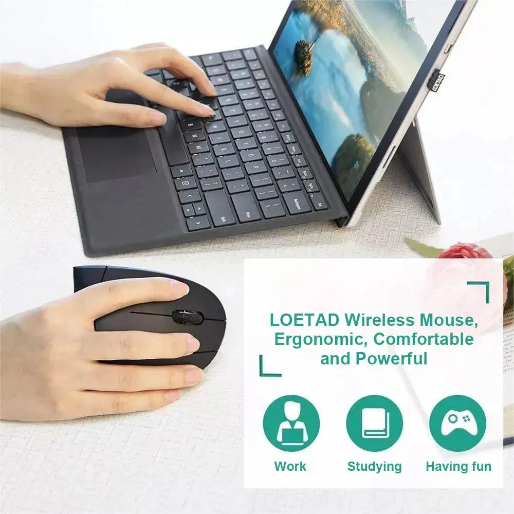 Vertical Mouse Ergonomic 2.4GHz Wireless Optical Mice 3 Adjustable DPI 800/1200/1600 6 Buttons for Laptop PC Computer Desktop - ALPENZO