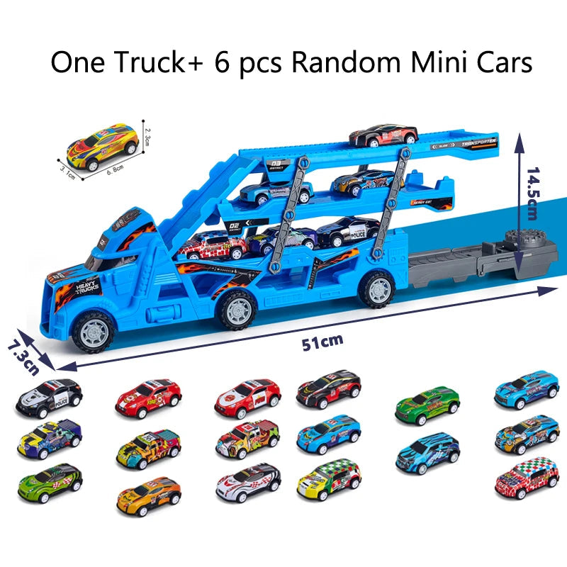 Large Kid Truck Deformation Transporter Car Toys Models Educational Model Folding Track Racing Vehicle Boys Girls Birthday Gift ALPENZO