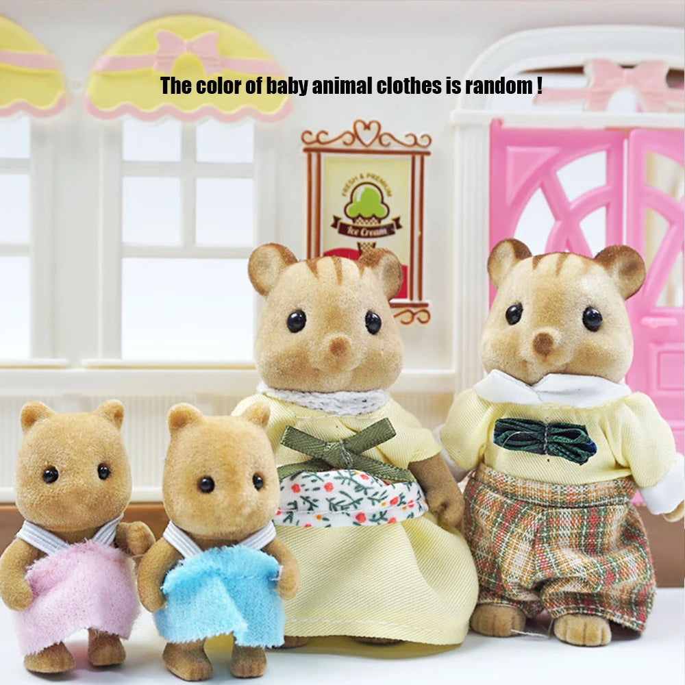 Rabbit Doll 1/12 Micro Dollhouse Reindeer Sheep Elephant Squirrel Family Kitchen Toy Miniature Furniture Set Girl Toy Gift ALPENZO