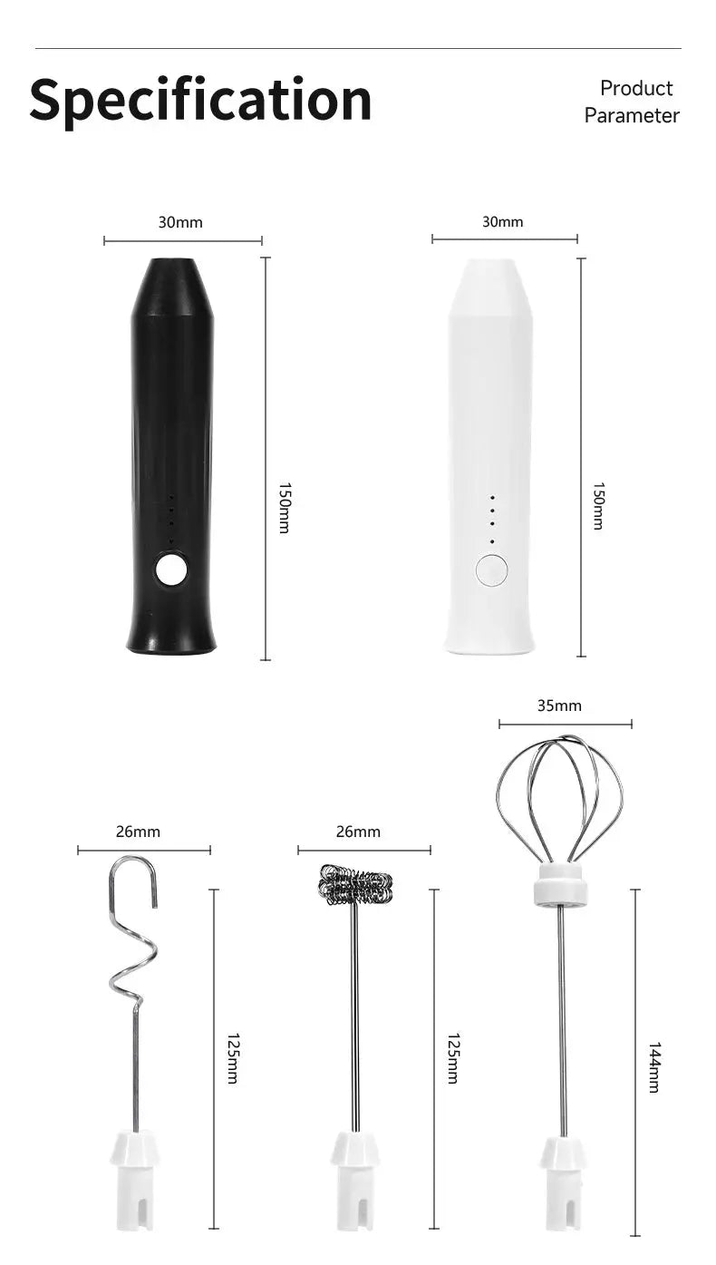 Wireless Milk Frother Electric Type-C Handheld Blender Stainless Steel Mini Coffee Maker Whisk Mixer For Coffee Cappuccino Cream - ALPENZO