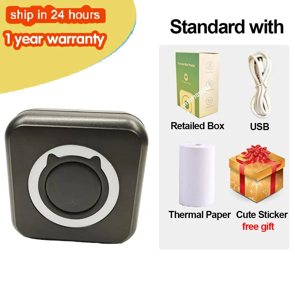 KGG Mini Portable Thermal Printer Paper Photo Pocket Thermal Printer Printing Wireless BT Connect Printers 200dpi Photo Lable - ALPENZO