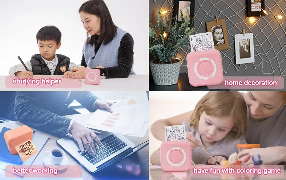 KGG Mini Portable Thermal Printer Paper Photo Pocket Thermal Printer Printing Wireless BT Connect Printers 200dpi Photo Lable - ALPENZO