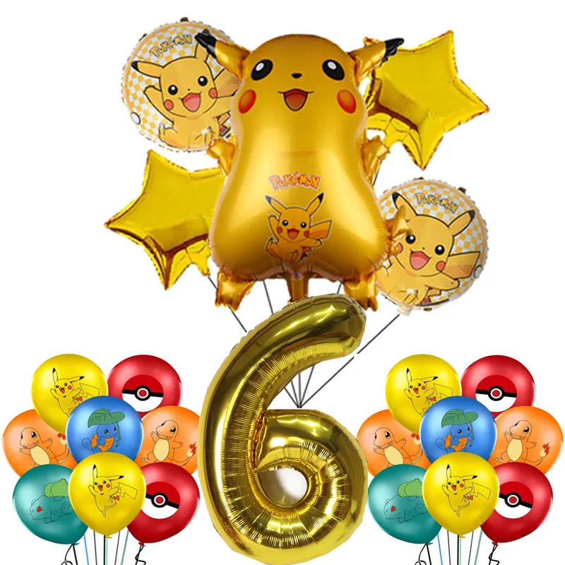 Cartoon Pikachu Theme Birthday Party Disposable Tableware Set Balloons Decorations Photo Props Background Pokemon Party Supplies ALPENZO
