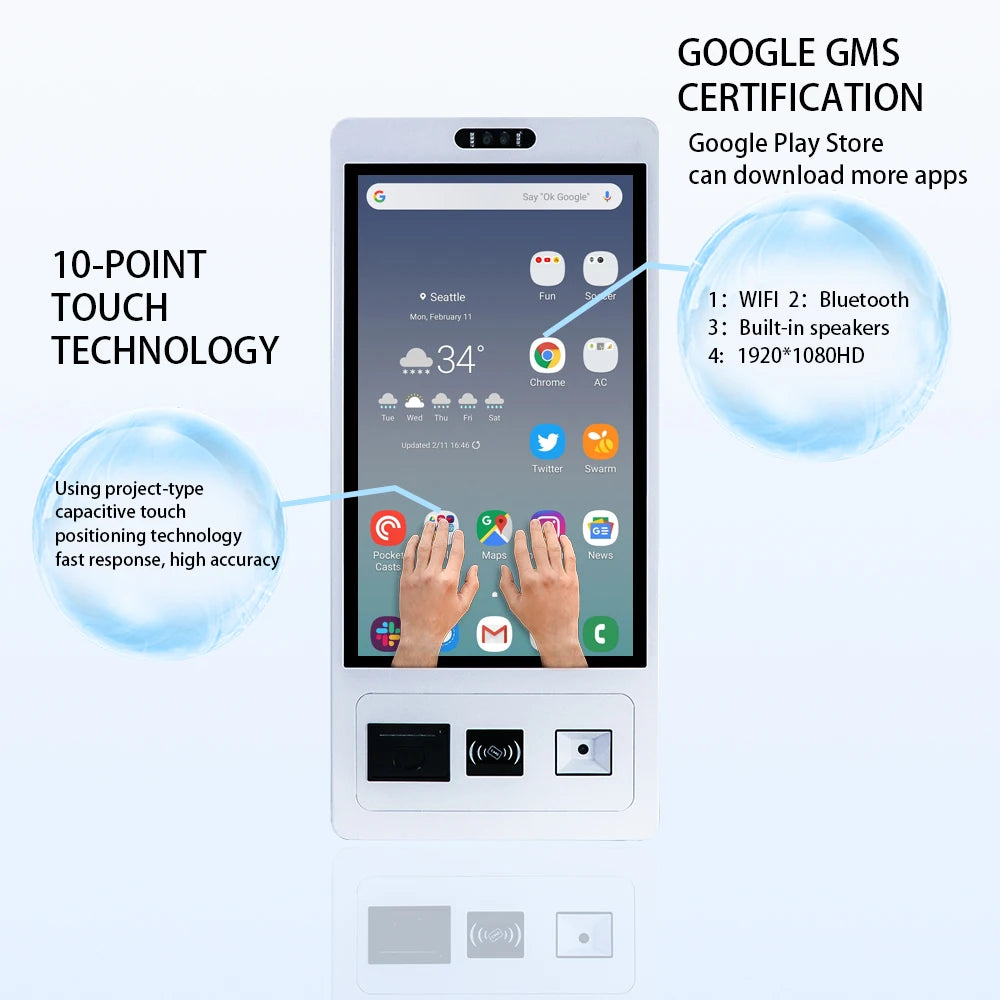 TouchWo 15.6 21.5 23.8 Inch Wall Mount Touch Screen AIO Computer Touchscreen Self Service Checkout Ordering Ticket Payment Kiosk - ALPENZO