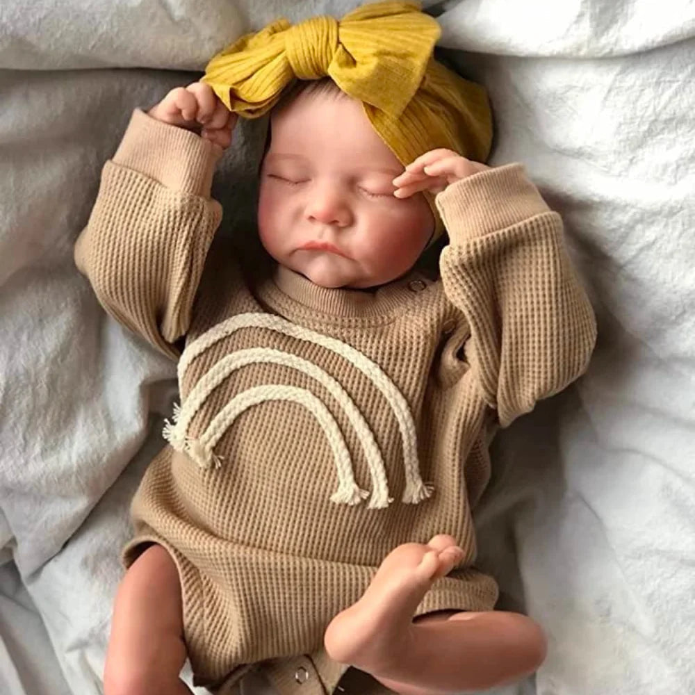 MRB 17inch Levi Reborn Baby Doll Already Painted Finished Sleeping Vinyl Newborn Baby 3D Skin Visible Veins Collectible Art Doll ALPENZO