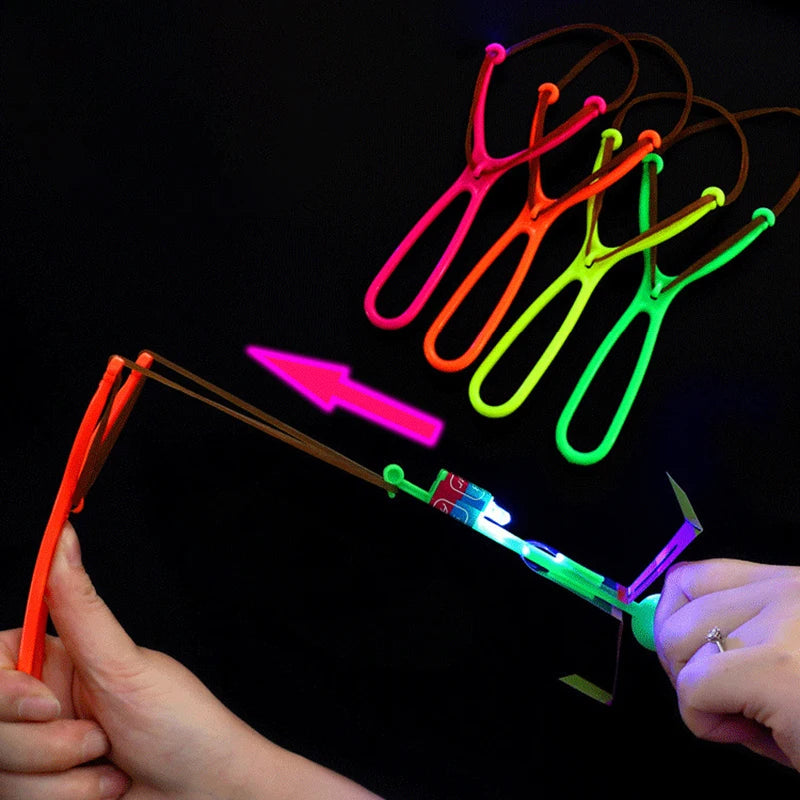 Amazing Light Toy Arrow LED Light Toys Outdoor Party Fun Gift Rubber Band Catapult Glow In The Dark Rocket Helicopter Flying Toy ALPENZO