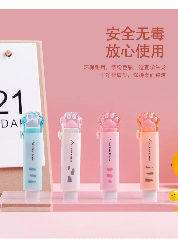 Kawaii Retractable Eraser Cute Cat Korean Stationery Rubber Drawing Erasers Children's school supplies Office ALPENZO