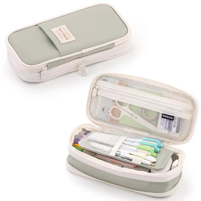 Kawaii Pencil Case Large Capacity Pen Bag Double Layer for Students Pouch Holder Box Office Stationery Back to School Supplies ALPENZO
