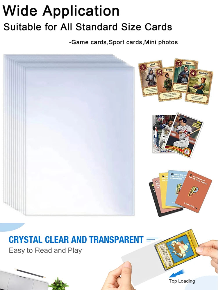 100 Pcs Transparent Playing Card Cover Clear Protector Sleeve Holder For Pokemon Board Game ID Trading Folder Photo Pouch Kit ALPENZO