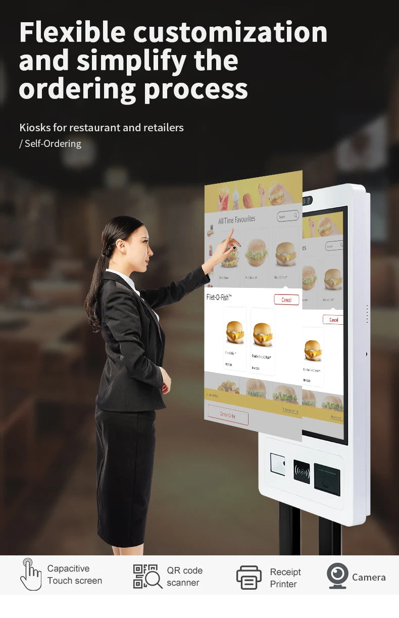 TouchWo 27 32 inch Windows/Android OS Capacitive Touch Screen Pc Touchscree Self Service Ticket/Payment/Ordering Kiosk - ALPENZO