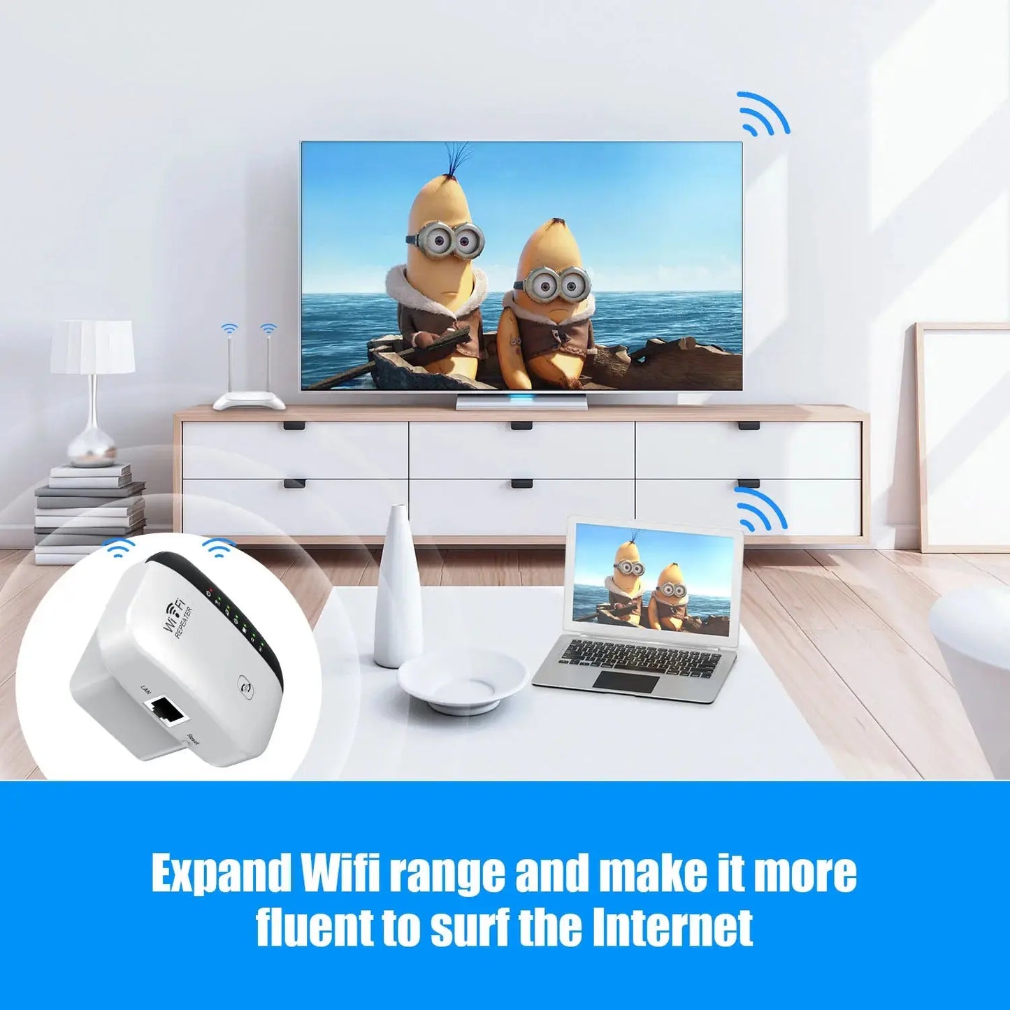 Wireless WiFi Repeater 300Mbps WiFi Extender Amplifier Booster Router 802.11N WPS Long Range 7 Status Light WiFi Repeater for PC - ALPENZO