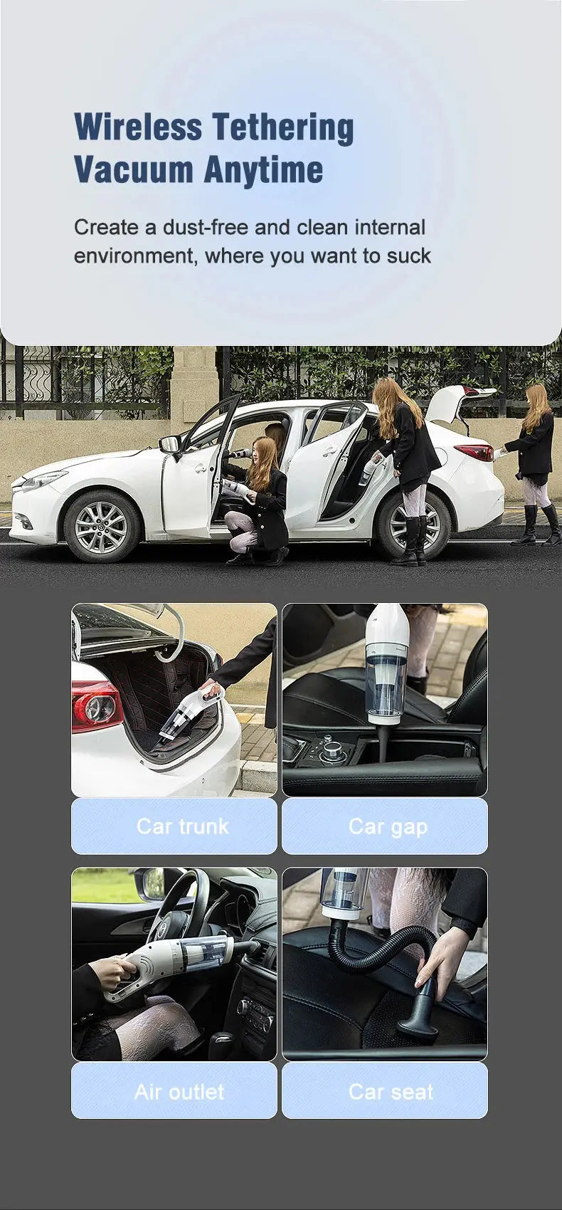 Handheld Home Vacuum Cleaner Rechargeable Portable Vacuum Cleaner Car Home Dual Purpose Wireless Dust Catcher Pet Hair 10000PA - ALPENZO