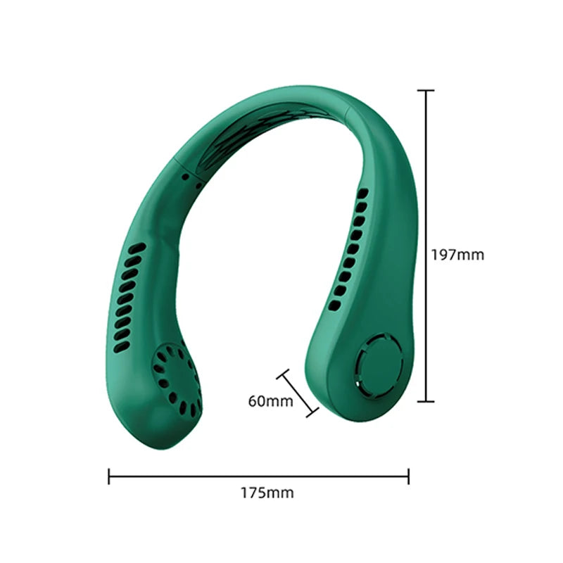 New Mini Neck Fan Portable Bladeless Hanging Neck 1200mAh Rechargeable Air Cooler 3 Speed Mini Summer Sports Fans ALPENZO