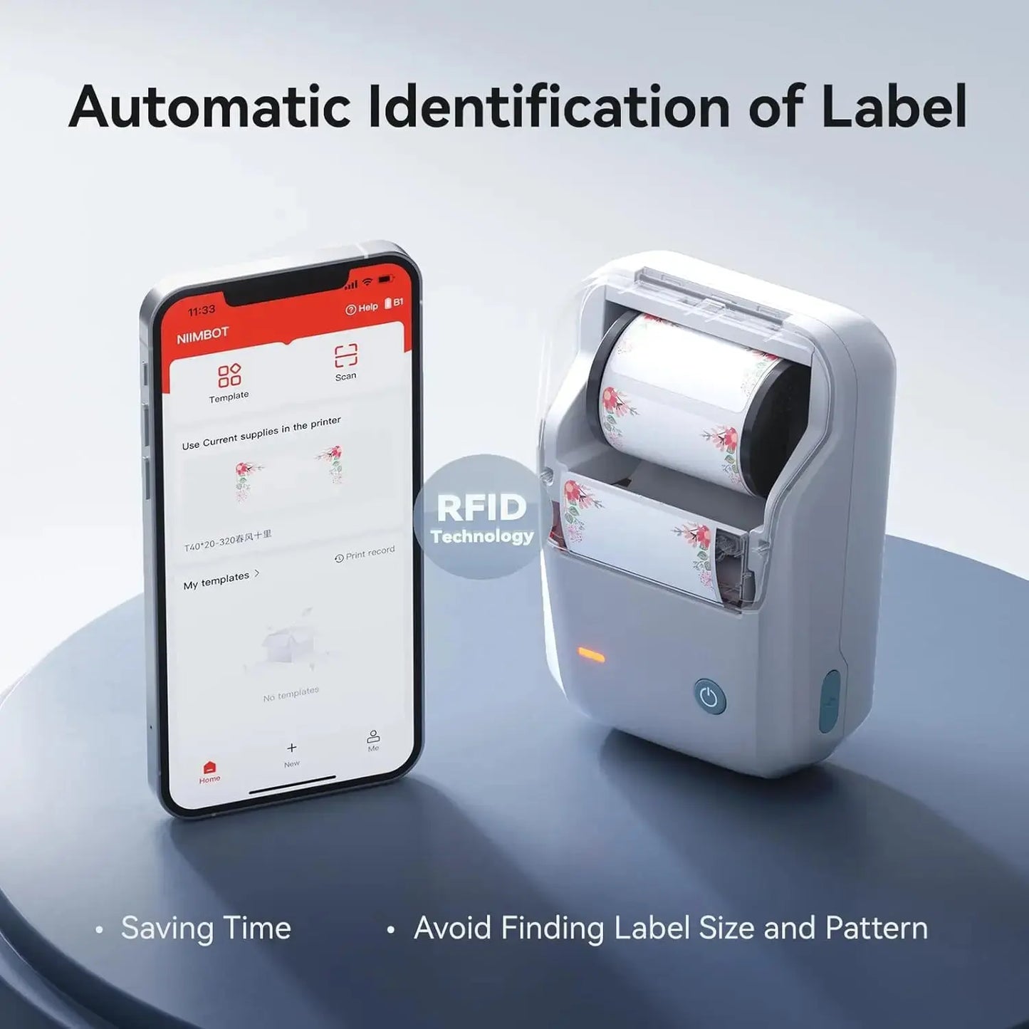NIIMBOT B1 Portable Thermal Printer With Tapes 2 Inch Adhesive Label Machine Mini Bluetooth Sticker Maker Waterproof Labels Roll - ALPENZO