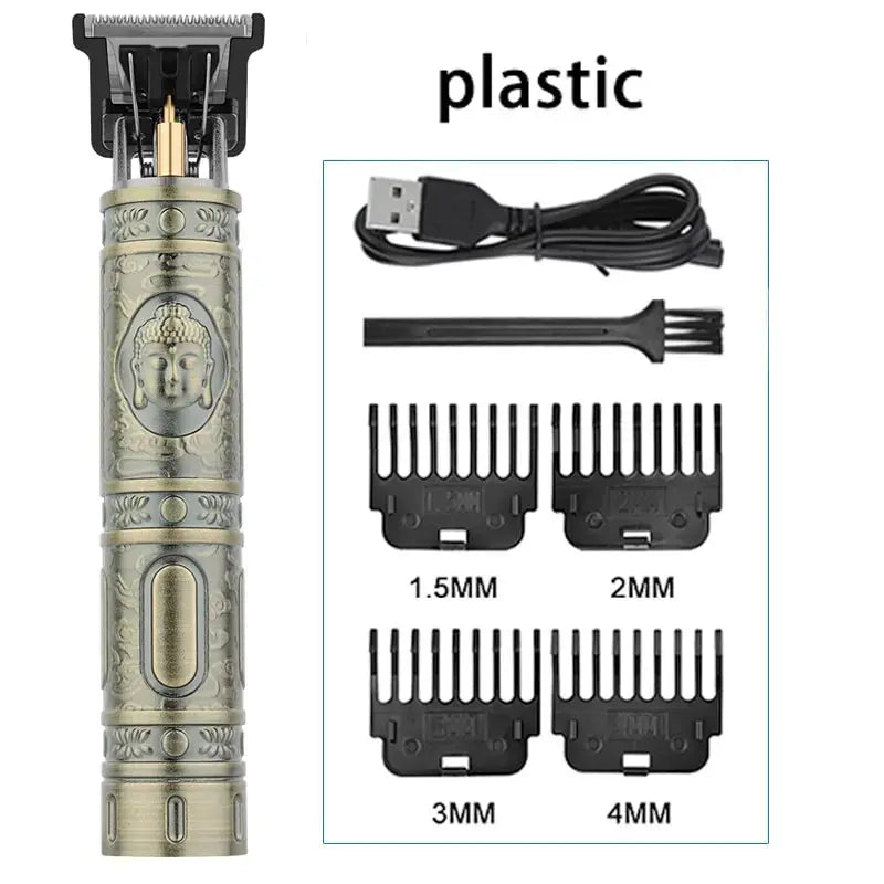 Vintage T9 Electric Hair Cutting Machine Hair Clipper Professional Men Shaver Rechargeable Barber Trimmer for Men Dragon Buddha - ALPENZO
