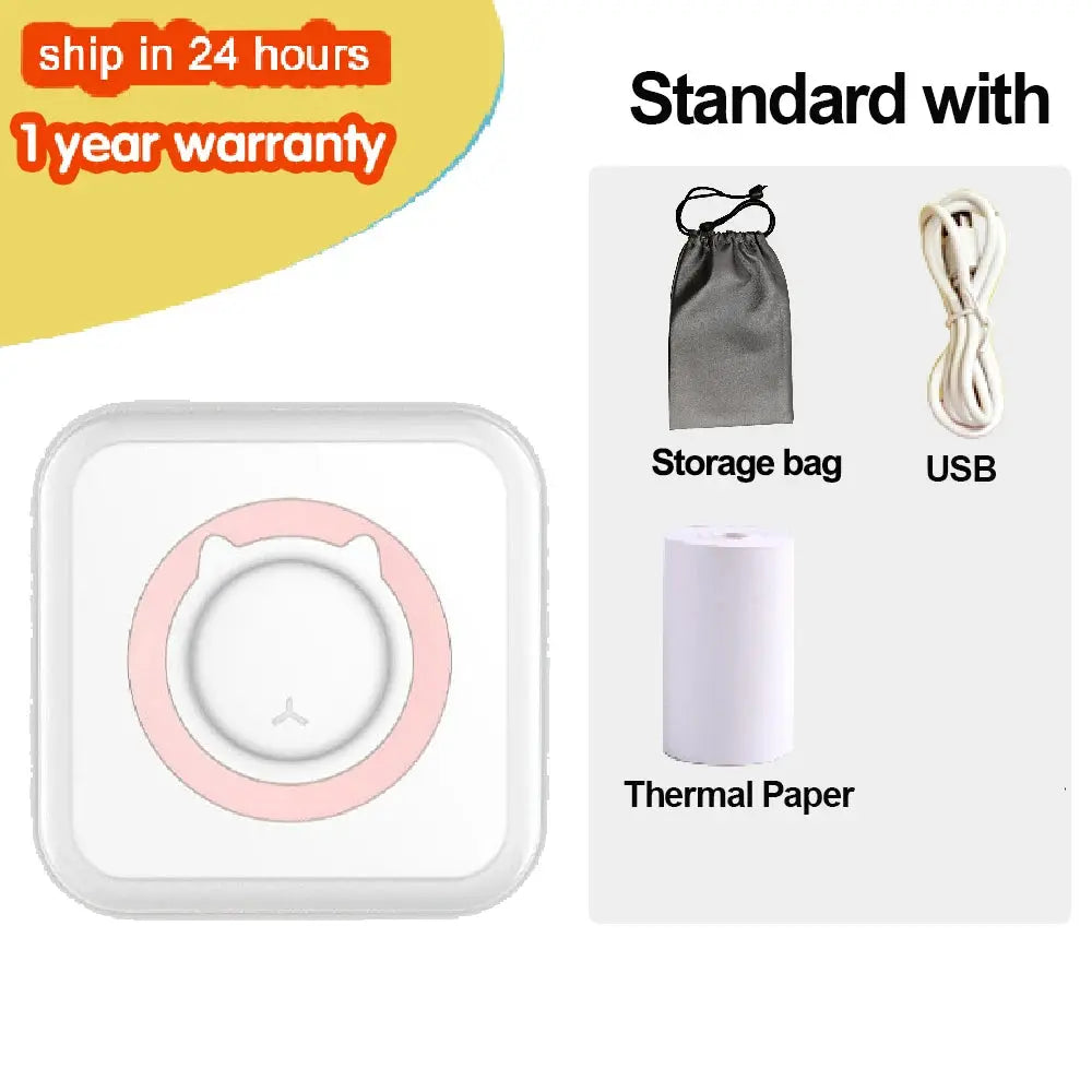 KGG Mini Portable Thermal Printer Paper Photo Pocket Thermal Printer Printing Wireless BT Connect Printers 200dpi Photo Lable - ALPENZO