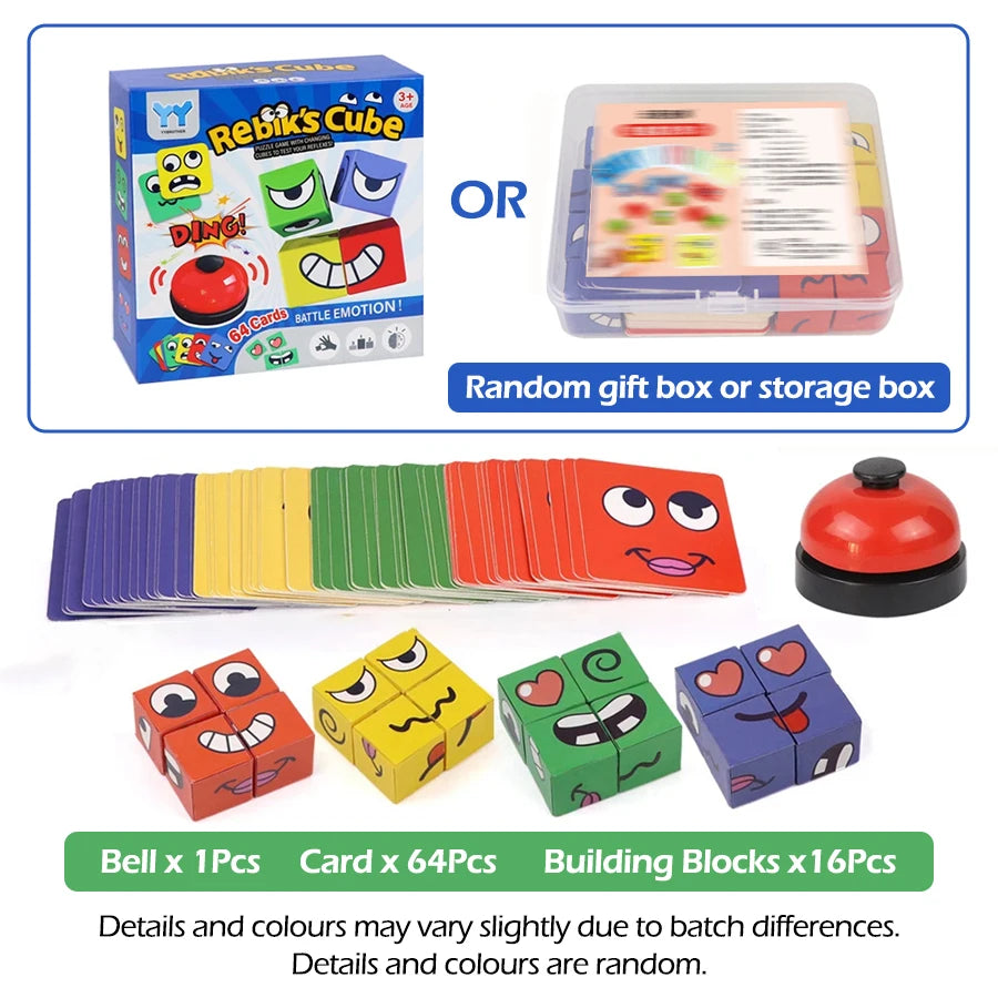 Kids Face Change Expression Puzzle Building Blocks Montessori Cube Table Game Toy Early Educational Toys for Children Gifts ALPENZO