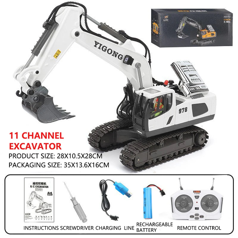 RC Excavator Dumper Car 2.4G Remote Control Engineering Vehicle Crawler Truck Bulldozer Toys for Boys Kids Christmas Gifts ALPENZO