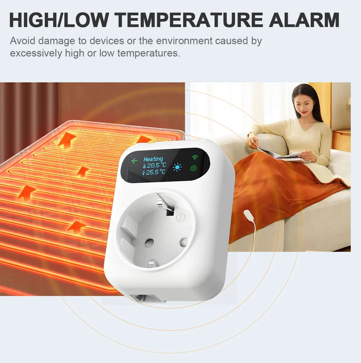 Tuya WIFI Digital Thermostat Socket 16A Outlet Plug Remote Temperature Controller Timer Switch Cooling Heating 3M NTC Sensor - ALPENZO