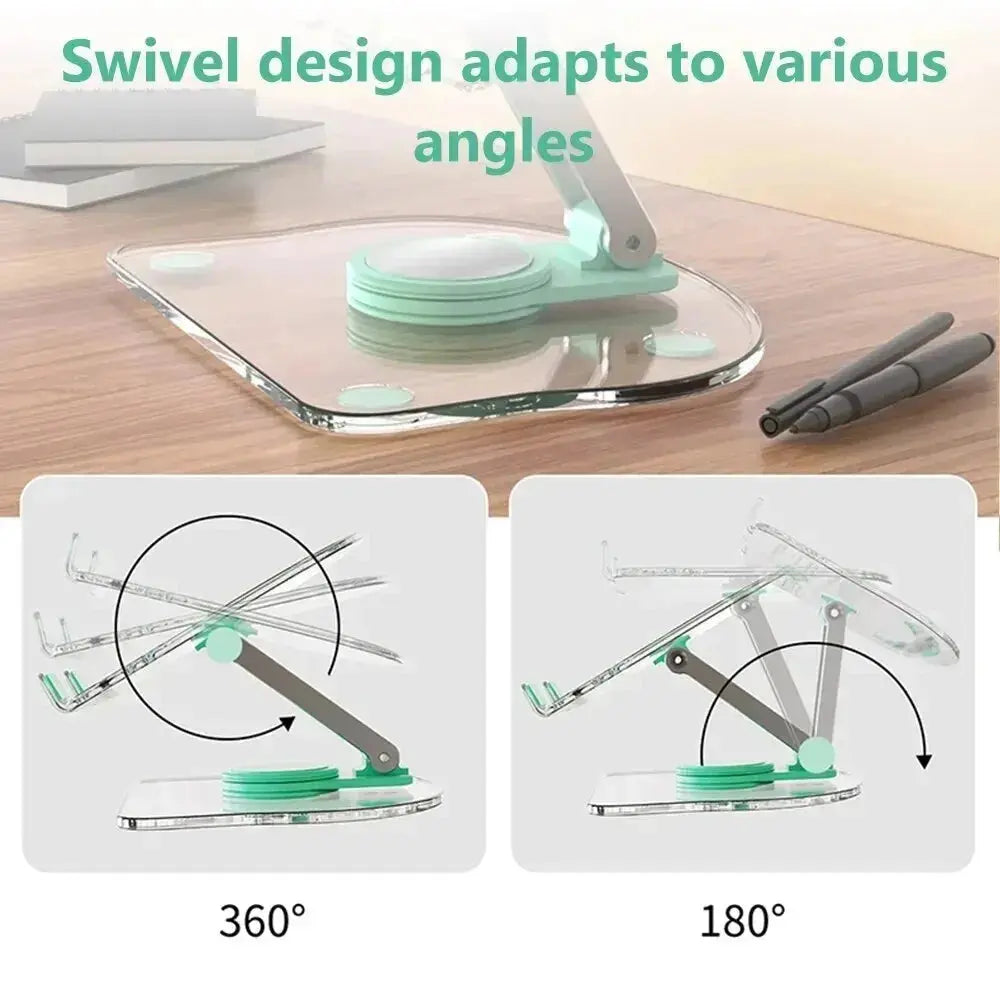 Transparent Rotating Stand Acrylic Plate Desktop Mobile Phone Tablet Universal Live Folding Adjustment Computer Support Stand - ALPENZO