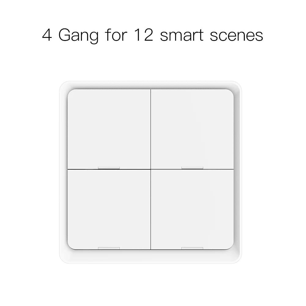 MOES 4 Gang Tuya ZigBee Wireless 12 Scene Switch Push Button Controller Battery Powered Automation Scenario for Tuya Devices - ALPENZO