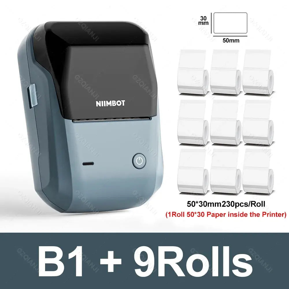 NIIMBOT B1 Portable Thermal Printer With Tapes 2 Inch Adhesive Label Machine Mini Bluetooth Sticker Maker Waterproof Labels Roll - ALPENZO
