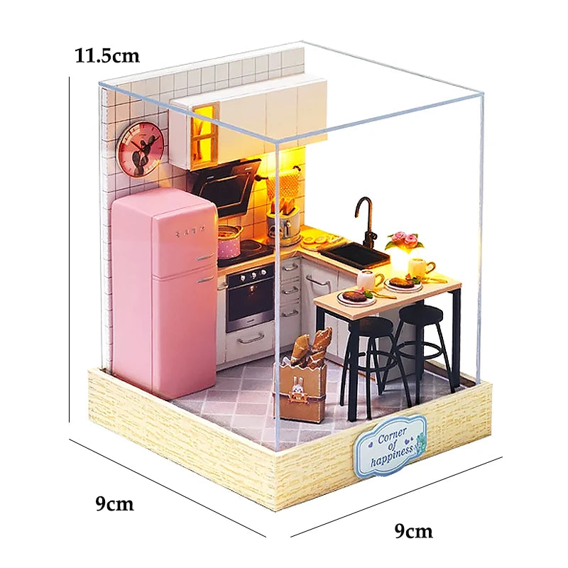 Wooden Miniature Doll House DIY Small House Kit 3D Puzzle Assemble Building Model Home Bedroom Decoration With Furniture Gifts ALPENZO