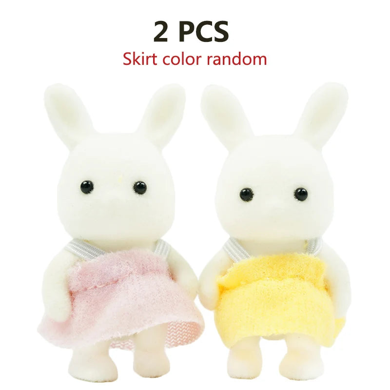 Rabbit Doll 1/12 Micro Dollhouse Reindeer Sheep Elephant Squirrel Family Kitchen Toy Miniature Furniture Set Girl Toy Gift ALPENZO