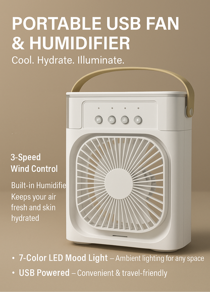 Alpenzo™ 3-in-1 Mini Air Cooler – Portable AC Fan, LED Night Light & Humidifier for Instant Cooling | Perfect for Home, Office & Travel ALPENZO