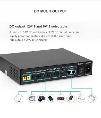 SKE Mini DC UPS POE 60W UPS 8*2200mah Battery Portable Battery Backup Uninterrupted Power Supply Output DC POE For Many Device - ALPENZO
