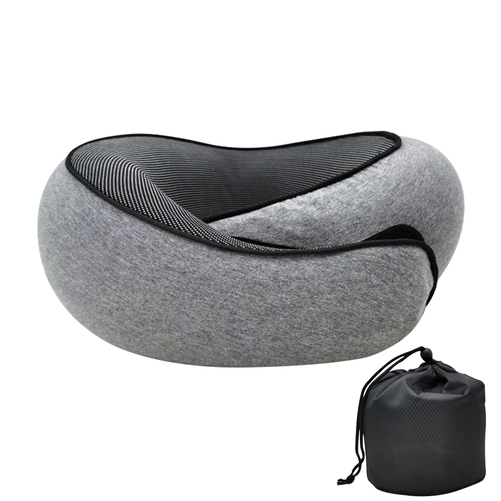 Travel Neck Pillow Memory Foam U-shaped Pillow Snail Style Travel Neck Support Portable Adjustable Soft Noon Break Sleep Pillows - ALPENZO