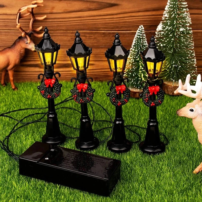 4Pcs/Set Christmas Mini Street Light Models Dollhouse Streetlight Micro-Landscape Fairy Garden Accessories ALPENZO