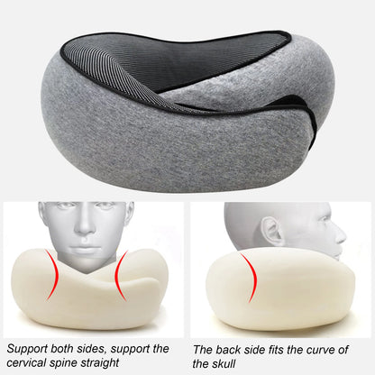 Travel Neck Pillow Memory Foam U-shaped Pillow Snail Style Travel Neck Support Portable Adjustable Soft Noon Break Sleep Pillows - ALPENZO