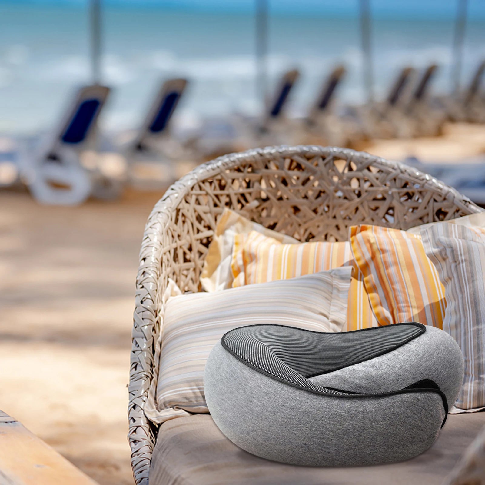 Travel Neck Pillow Memory Foam U-shaped Pillow Snail Style Travel Neck Support Portable Adjustable Soft Noon Break Sleep Pillows - ALPENZO