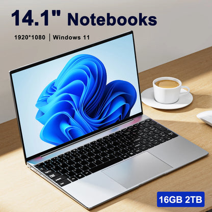 Ultra Slim Laptop 14.1" 16GB RAM 2TB SSD Intel N3700 Notebook Gamer  1920*1080  Display Office Study Computer PC Windows 11 Pro - ALPENZO