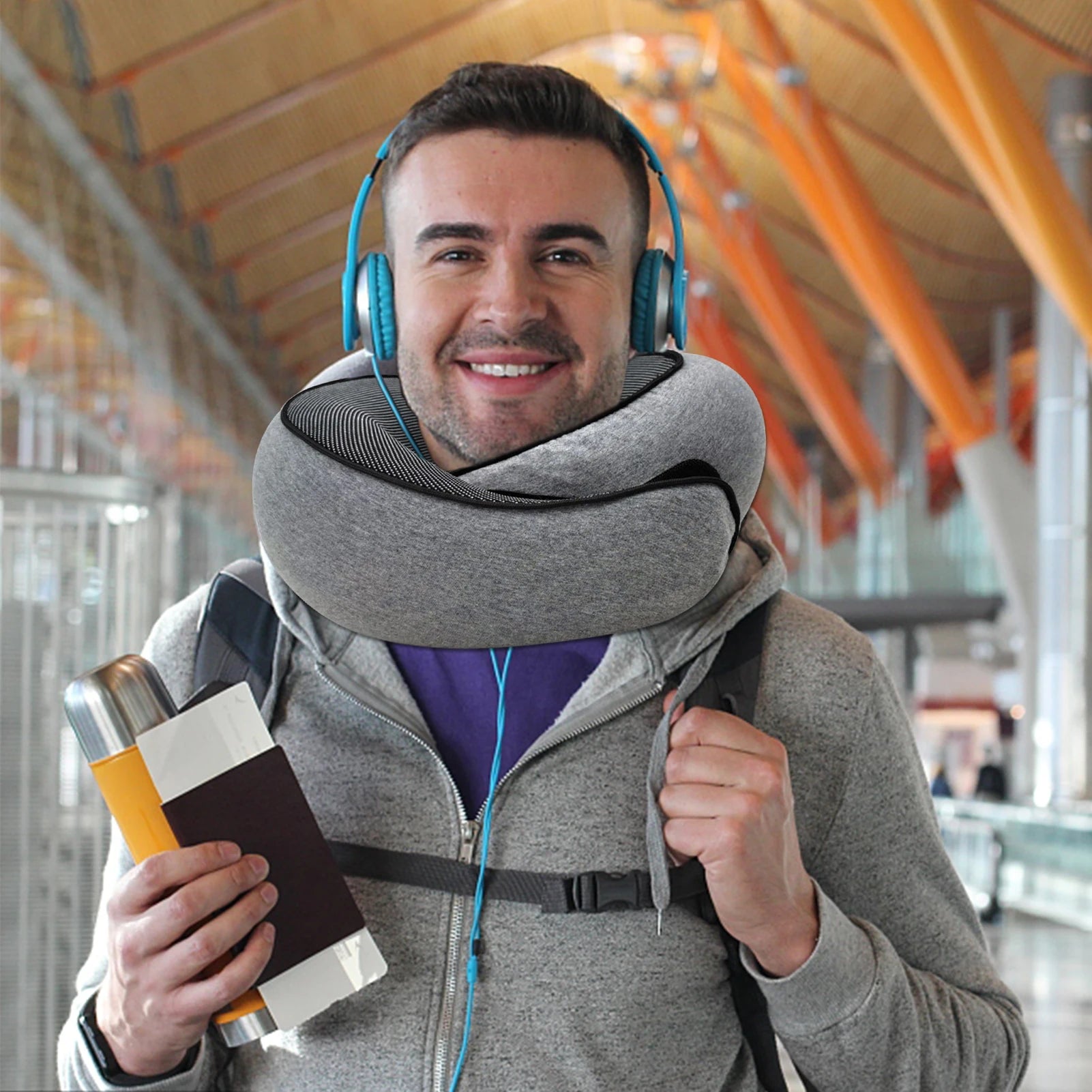 Travel Neck Pillow Memory Foam U-shaped Pillow Snail Style Travel Neck Support Portable Adjustable Soft Noon Break Sleep Pillows - ALPENZO