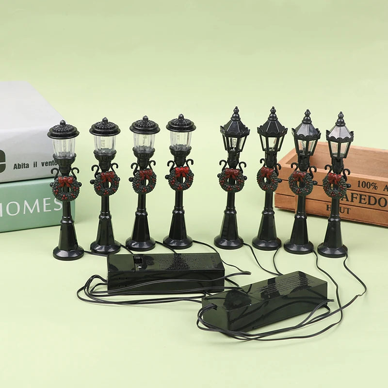4Pcs/Set Christmas Mini Street Light Models Dollhouse Streetlight Micro-Landscape Fairy Garden Accessories ALPENZO