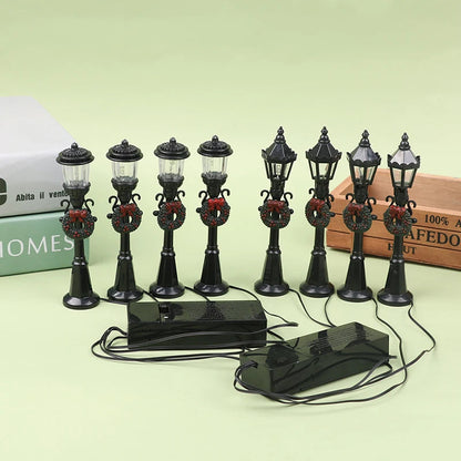 4Pcs/Set Christmas Mini Street Light Models Dollhouse Streetlight Micro-Landscape Fairy Garden Accessories ALPENZO