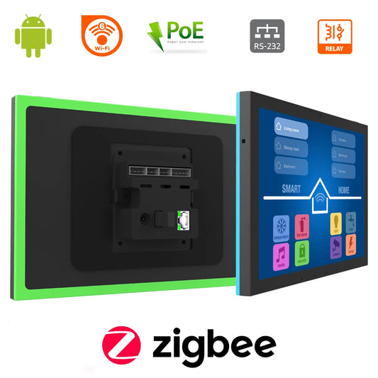 10.1 inch android smart home control panel with touch screen, 4GB RAM, wifi 6, RJ45, PoE,RS232, RS48, software not included. - ALPENZO