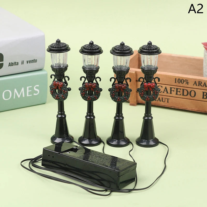 4Pcs/Set Christmas Mini Street Light Models Dollhouse Streetlight Micro-Landscape Fairy Garden Accessories ALPENZO