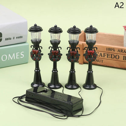 4Pcs/Set Christmas Mini Street Light Models Dollhouse Streetlight Micro-Landscape Fairy Garden Accessories ALPENZO
