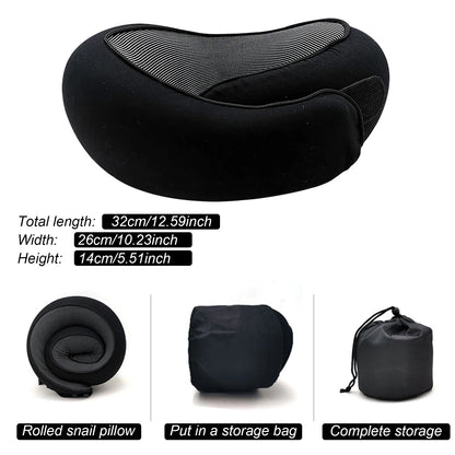 Travel Neck Pillow Memory Foam U-shaped Pillow Snail Style Travel Neck Support Portable Adjustable Soft Noon Break Sleep Pillows - ALPENZO