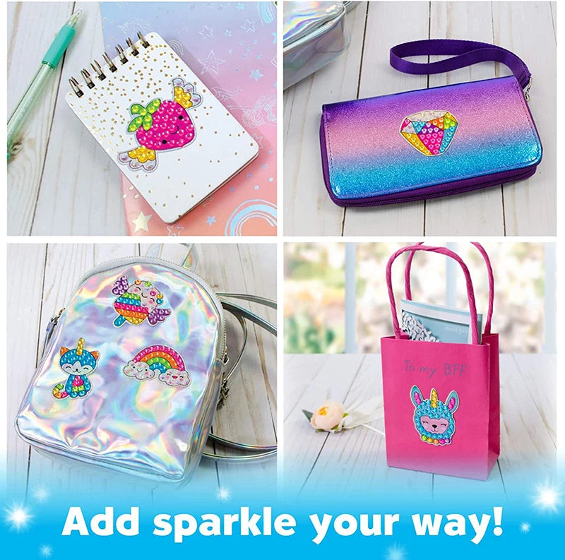 12 Create Big Gem Diamond Painting Sticker Kit Art Craft Girls Boys Unicorn Animal Sealife Magical Mosaic Dot Sticky Toys Gifts ALPENZO